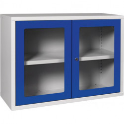 Armoire à suspendre H600xl800xP300 mm fenêtre 1 fond tôle d’acier gris clair RA