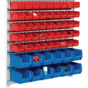 Jeu de boîtes de rangement ouvertes H1000xl1010xP255 mm acier galvanisé avec boîtes de rangement ouv. 45 x MK5 rouge, 12 x MK4 bleu