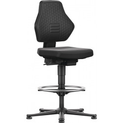 Chaise d’atelier pivotante Air Flow patins + anneau de pied tissu Supertec noir