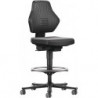 Chaise d’atelier pivotante Air Flow rouleaux + anneau de pied rembourrage simili cuir noir 610-890 mm BIMOS