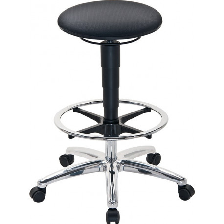 Tabourets pivotants rouleaux bloc. assise + anneau de pied tissu Supertec gris réglage de la hauteur du siège 510-780mm BIMOS