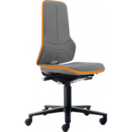 Chaise d’atelier pivotante Neon rouleaux tissu Supertec gris orange 450-620 mm BIMOS
