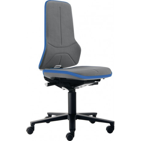 Chaise d’atelier pivotante Neon rouleaux tissu Supertec gris bleu 450-620 mm BIMOS