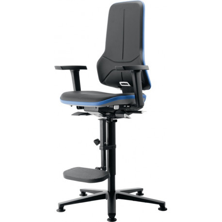 Chaise d’atelier pivotante Neon patins + aide à la montée sans élément rembourrage gris technique synchrone technique synchrone BIMOS