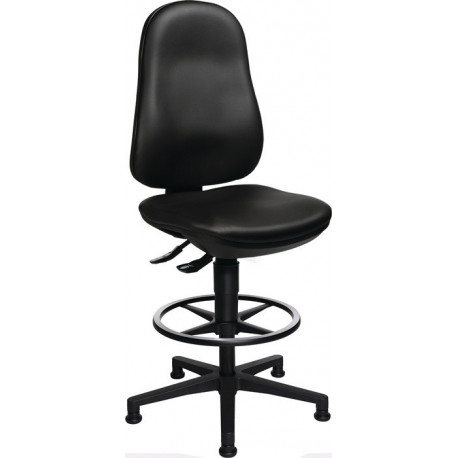 Chaise d’atelier pivotante Point 70 C patins + anneau de pied rembourrage simili