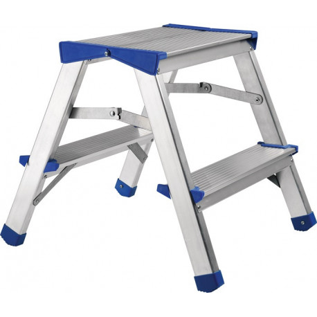 Escabeau pliant marche plateforme y comp. 2 hauteur de la plate-forme 390 mm alu marches avec nervurage antidérapant