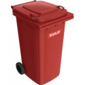 Bac à ordures 240 l HDPE rouge mobile selon EN 840 SULO