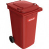 Bac à ordures 240 l HDPE rouge mobile selon EN 840 SULO
