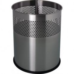 Corbeille à papier 15 l H321xD.255 mm rond acier inoxydable argent HELIT