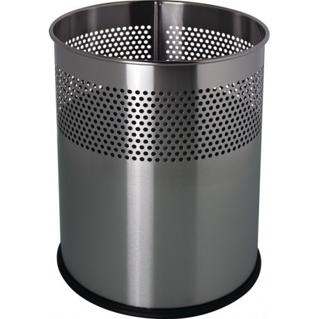 Corbeille à papier 15 l H321xD.255 mm rond acier inoxydable argent HELIT