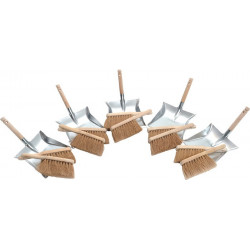 Set de pelles à poussière avec manche en bois 10x balayette coco 5x pelle et 5 pelles à poussière SOREX