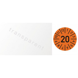 Vignette de contrôle d'un an l.25xL60 mm année 2020 avec mois film sachet de 100 pièces