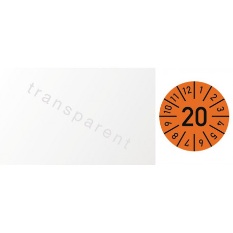 Vignette de contrôle d'un an l.25xL60 mm année 2020 avec mois film sachet de 100 pièces