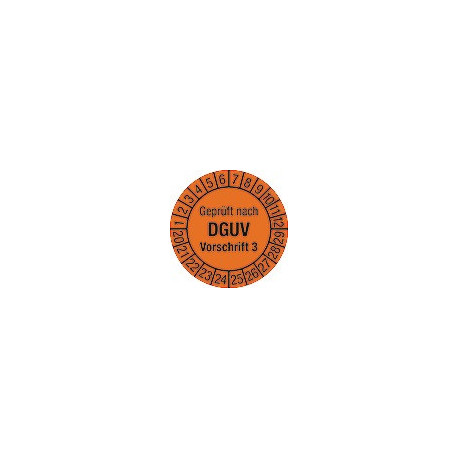 Plaquette de vérification pluriannuelles D. 30 mm contrôlé selon la norme DGUV3 20-29 film sachet de 100 pièces