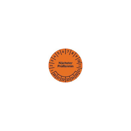 Plaquette de vérification pluriannuelles D. 20 mm date du prochain contrôle 2020-2025 film sachet de 100 pièces