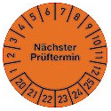 Plaquette de vérification pluriannuelles D. 20 mm date du prochain contrôle 2020-2025 film sachet de 100 pièces