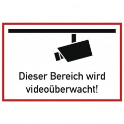 Pictogramme d'information surveillance vidéo L300xl200 mm blanc noir film