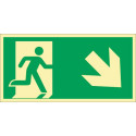 Panneau d'évacuation DIN EN ISO 7010 L297xl148 mm issue de secours à droite en bas plastique