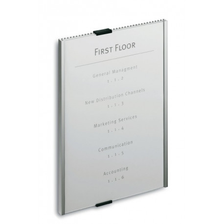 Panneau de porte et d’information l.210xH297 mm fenêtre acrylique dos en alumini