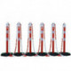 Ensemble de potelets de blocage PP rouge/blanc avec pied 6 pans D63xH1000 mm 6 poteaux et 5 chaînes