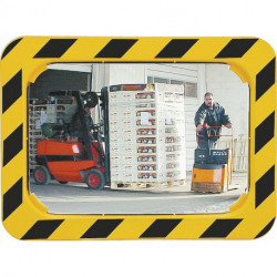 Miroir de sécurité/circulation H600xl800 mm plastique jaune/noir pour 2 sens 20