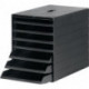 Boîte de tiroir 7 tiroirs avec clapet frontal escamot. noir H. 322 x l. 250 x P.