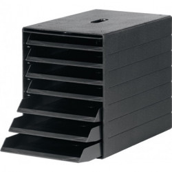 Boîte de tiroir 7 tiroirs avec clapet frontal escamot. noir H. 322 x l. 250 x P.