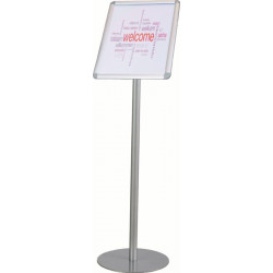 Présentoir de brochures H900xl252 mm argent avec cadre basculant Format A4