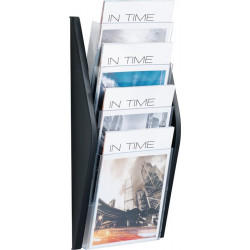 Porte-prospectus H540xl280xP80 mm DIN A4 portrait noir HELIT