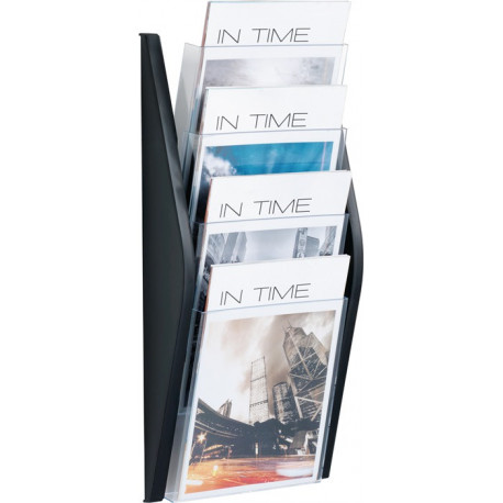 Porte-prospectus H540xl280xP80 mm DIN A4 portrait noir HELIT