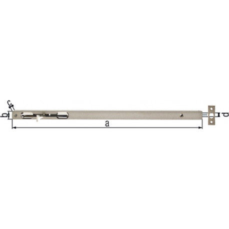 Boulon de bord de tube, longueur 400 mm, largeur 17 mm, hauteur 15 mm, acier argenté avec gâche GAH