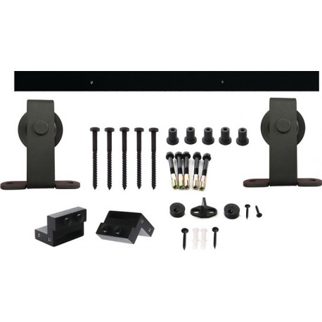 Système coulissant 450100100 kg 2000 mm portes en bois noir 38-40 mm kit complet montage mural INTERSTEEL