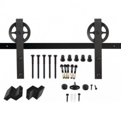 Système coulissant 450121 100 kg 2000 mm portes en bois noir 38-40 mm kit complet montage mural INTERSTEEL