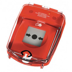 Capot de protection e-Cover avec alarme d'ouverture pour sécuriser les alarmes à bouton-poussoir, plastique rouge GFS