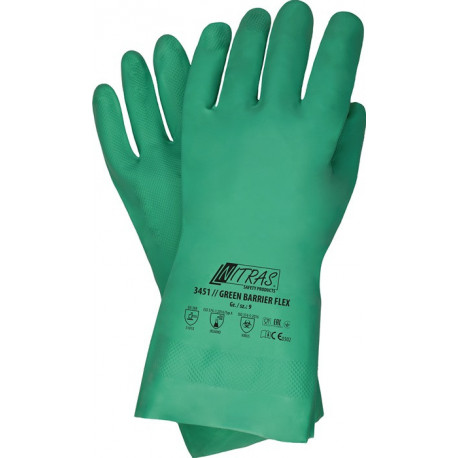 Gant de protection chimique Green Barrier Flex Taille 10 vert EN 388 PSA III NITRAS (Par 12)