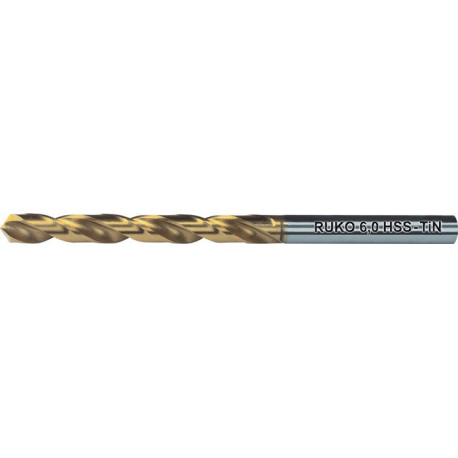 Foret hélicoidal DIN 338 Typ N D.3.5mm HSS TiN Queue cylindrique RUKO (Par 10)