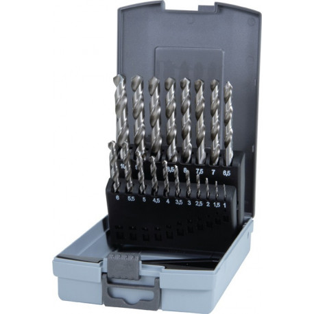Jeu de Foret hélicoidaux DIN 338 TypN D.1-10x0.5mm HSS 19 unités coffret plastique.RUKO