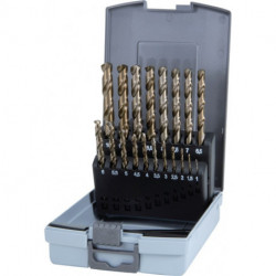 Jeu de Foret hélicoidaux DIN 338 Typ VA D.1-10x0.5mm HSS-Co5 19 unités coffret plastique.RUKO