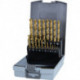 Jeu de Foret hélicoidaux DIN 338 TypN D.1-10x0.5mm HSS TiN 19 unités coffret plastique.RUKO