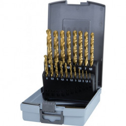 Jeu de Foret hélicoidaux DIN 338 TypN D.1-13x0.5mm HSS TiN 25 unités coffret plastique.RUKO