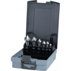 Jeu d’embouts à chanfreiner DIN 335C 90GrExt 6,3-20,5mm HSS 6 unités .Boite plastique .RUKO