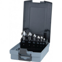 Jeu d’embouts à chanfreiner DIN 335C 90GrExt 6,3-20,5mm HSS-Co5 6 unités .Boite plastique .RUKO