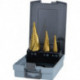Set foret étagés D.4-12/4-20/4-30mm HSS-TiN 3 unités coffret platique