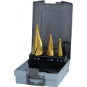 Set foret étagés D.4-12/4-20/4-30mm HSS-TiN 3 unités coffret platique