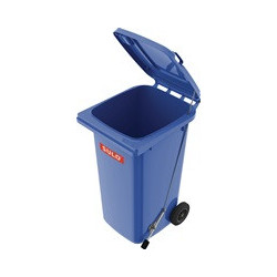 Bac poubelle 120l HDPE bleu - Pédale SULO