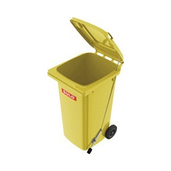 Bac poubelle 240l HDPE jaune - pédale SULO