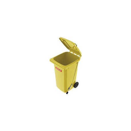 Bac poubelle 240l HDPE jaune - pédale SULO