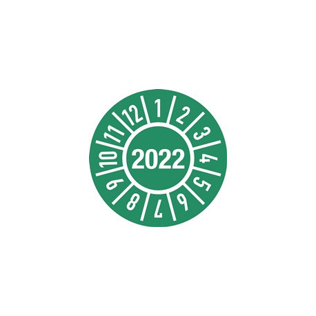 Plaquette de vérification d'un an D. 30 mm année 2022 avec mois film sachet de 10