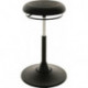 Tabouret pivotant base disque en plastique, mousse polyuréthane intégrée noire, réglage en hauteur d'assise 510-700 mm