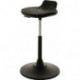 Tabouret pivotant base disque en plastique, mousse polyuréthane intégrée noire, réglage en hauteur d'assise 490-680 mm